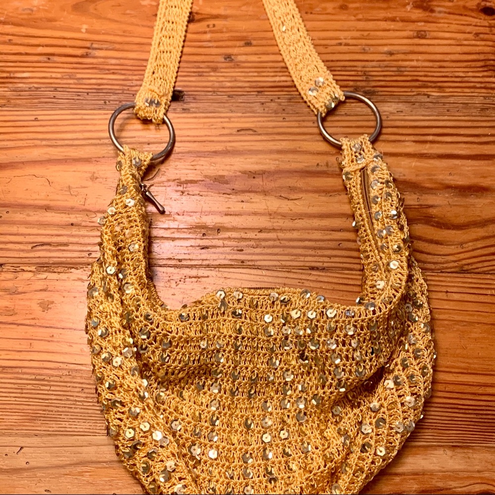 Gold sequin KGB slouch Bag